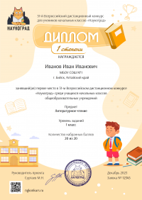Диплом 1 степени