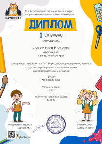Диплом 1 степени