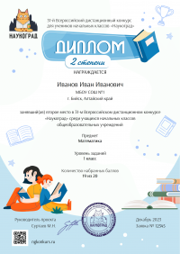 Диплом 2 степени