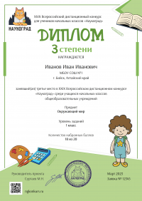 Диплом 3 степени